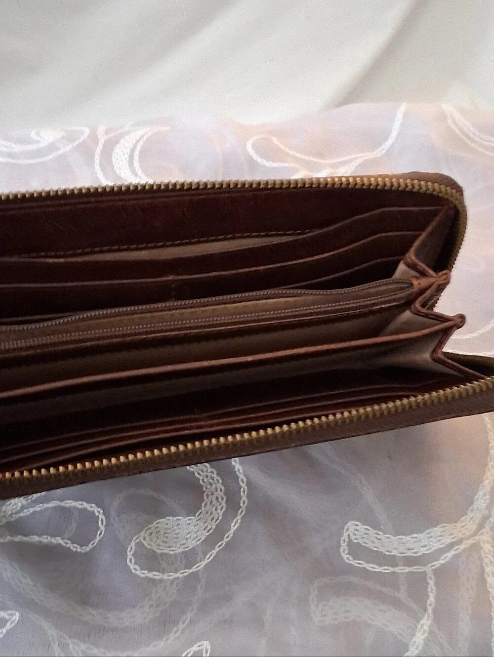 Frye Melissa Leather Zip Around Contential Wallet Dark Brown
